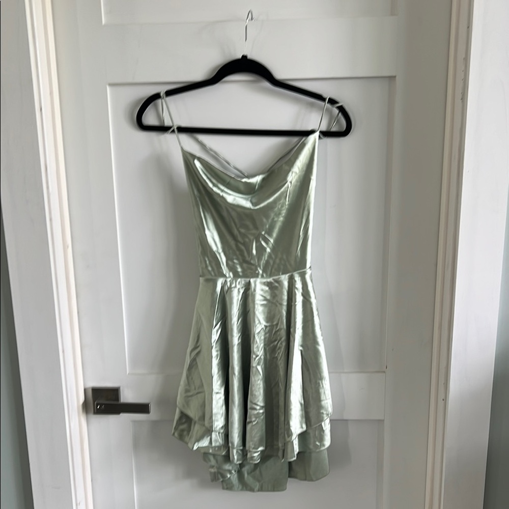 Elegant Green Satin Dress junior size large